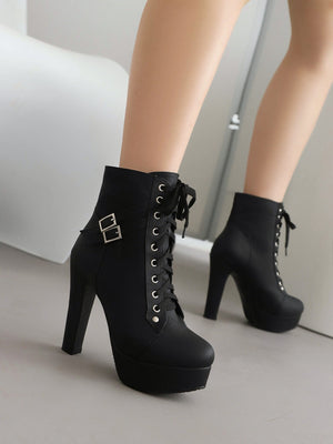 Platform Chunky Heel Sexy Buckle Women's Boots