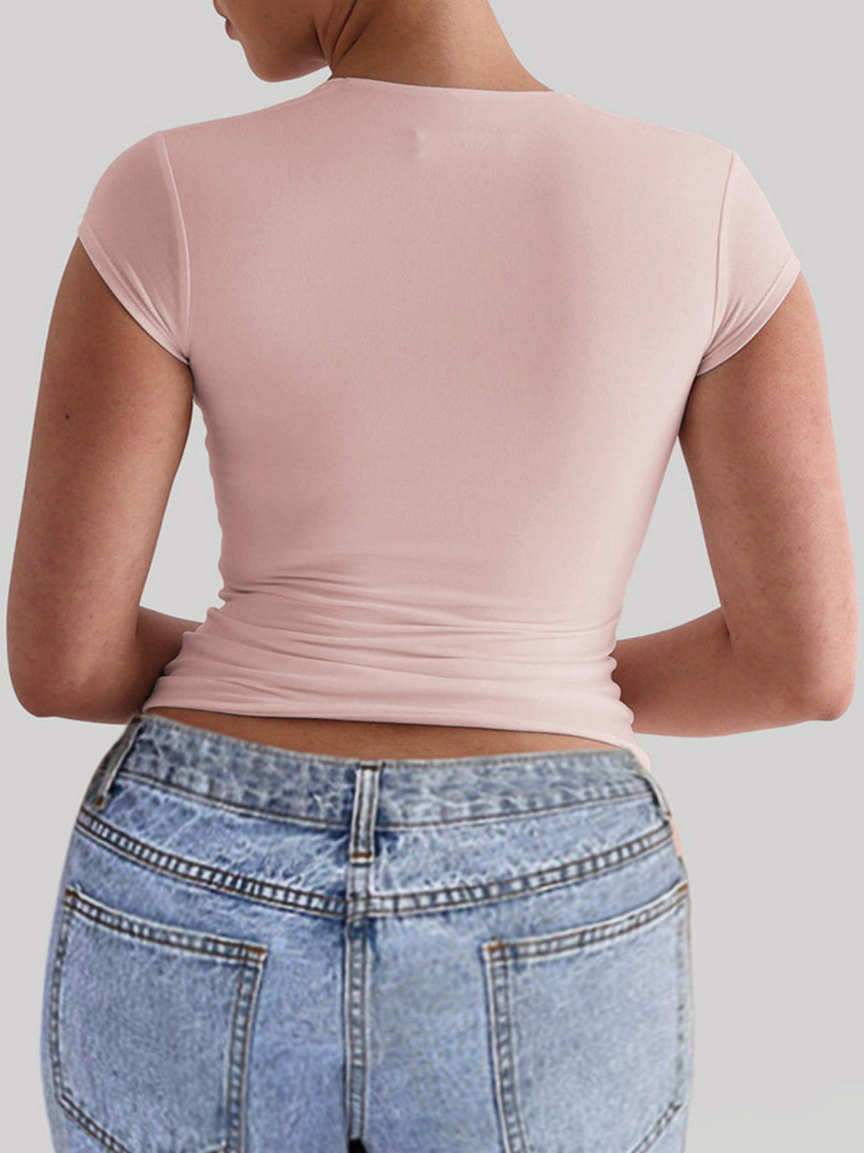 Square Collar Tight-fitting Shorts Exercise And Fitness Yoga Short-sleeved T-shirt