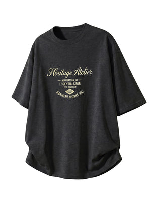 Distressed Mottled Letter Printed T-shirts
