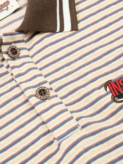 Retro Color-blocked Stripes Boxy POLO Shirt