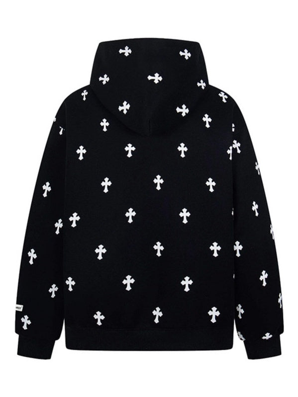 Gothic Alphabet Cross Full Print Hoodies