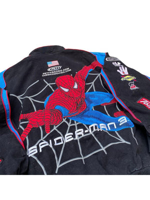 Black Sporty Spider Print Casual Long-Sleeve Motorcycle Style Jackets