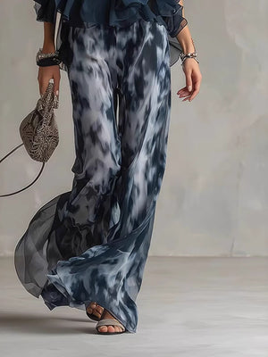 Sleeveless Camisoles Jacket Printed Loose-fit Leggings Chiffon Set 2-piece Sets