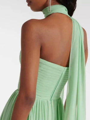 Liber Spring Women's Bandage Solid Color Tube top Maxi Dresses