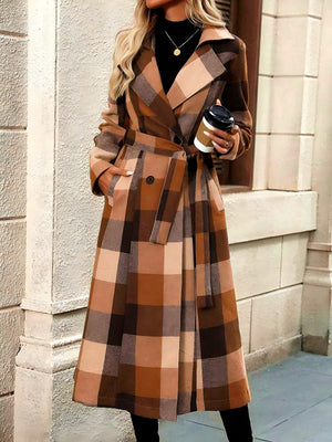 Long Coat Pockets Bandage A-line Coat