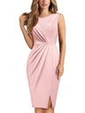 Sequin Splicing Slim Fit With Slits Round Neck Sleeveless Mini&Short Dresses