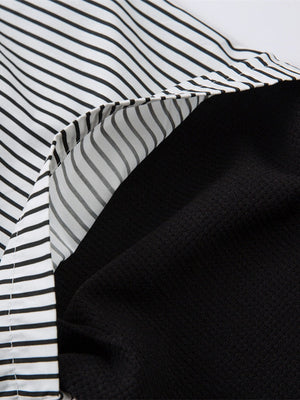 Fake Two Pieces Vertical Stripe Dark Graffiti Ink Prints Paneled Long-sleeved Shirt