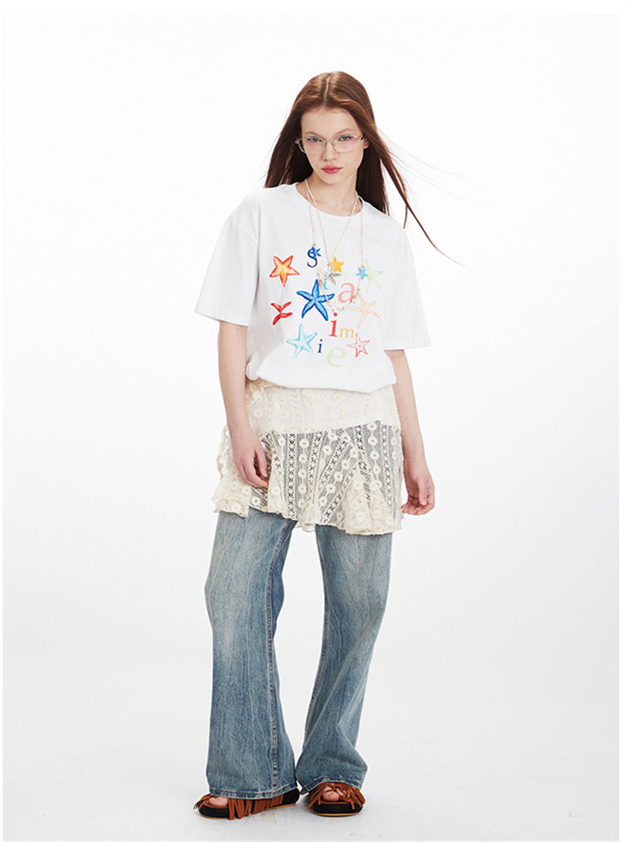 Liber Summer Women's Printed Letter T-shirts