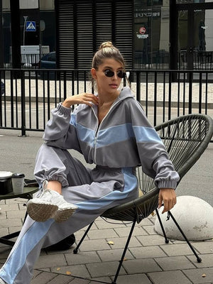 Fashionable Casual Sportswear Set, Zip-up Cardigan And Trousers, Two-piece Set
