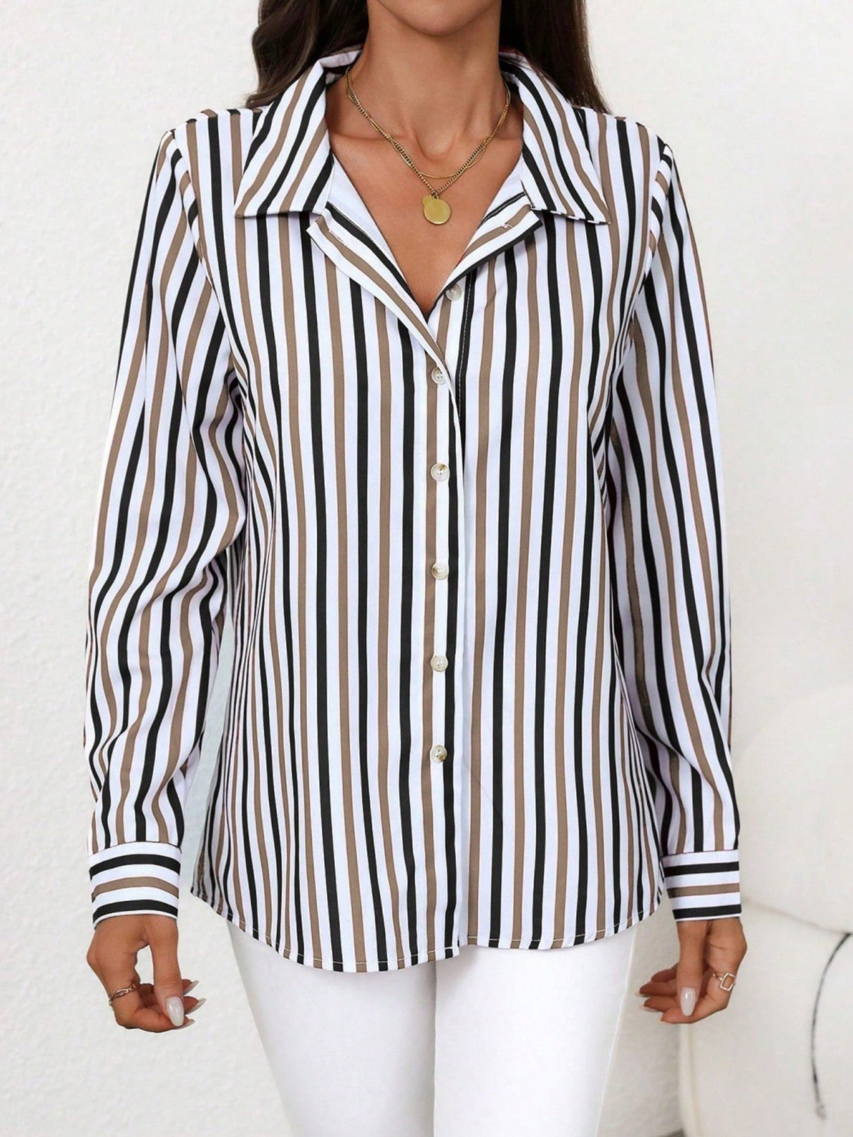 Two-tone Stripes Grace Long Sleeves Shirts