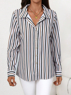 Two-tone Stripes Grace Long Sleeves Shirts