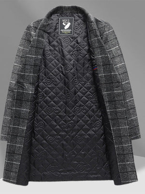Mid-length Leisure Plaid Cotton Thickening Wool Coat