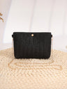 Solid Color Straw Crossbody Bag For Vacation