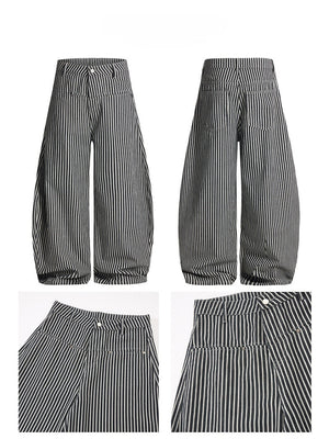 Liber Autumn Neutral wear Color matching Stripes Pants