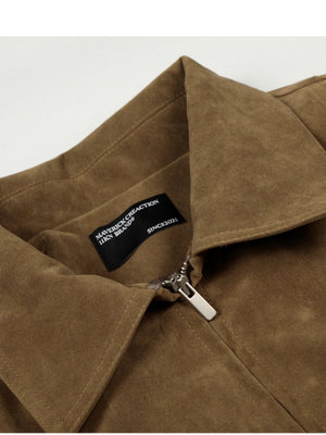 Old Money Style Draping Loose Faux Suede Lapel Jackets