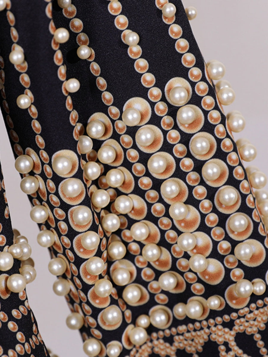 Digital Printing Positioning Beads High-end Concealed Button Long-sleeved Midi Style Blazers