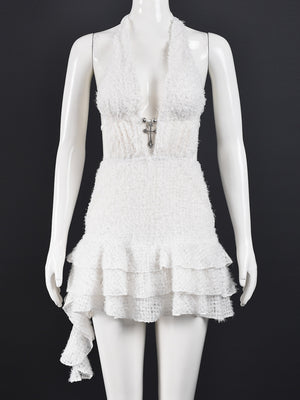 Hollow Out Deep V Neck Strap Tutu Backless Mini&Short Dresses