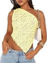 Lace See-through One-shoulder Backless Fine Mesh Sweet Tank Tops&Camis