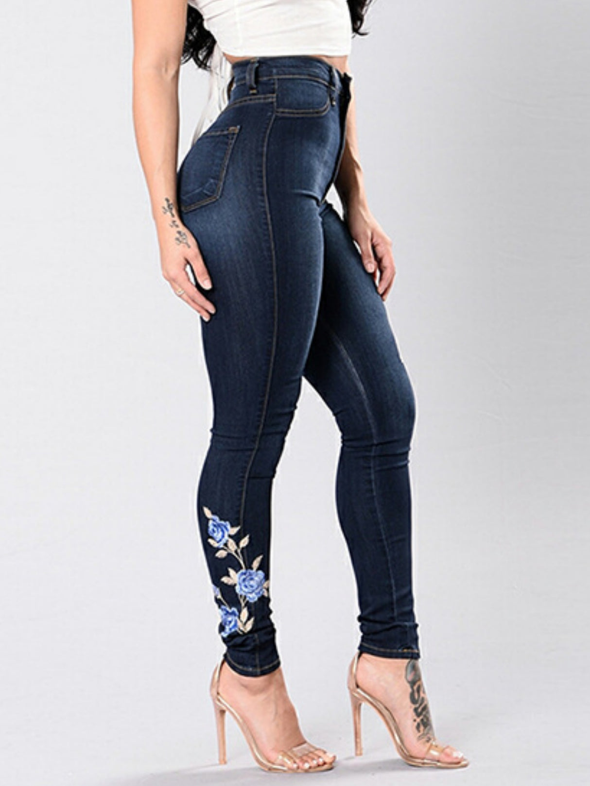Applique Stretch High-waisted And Slimming Pencil Pants Jeans