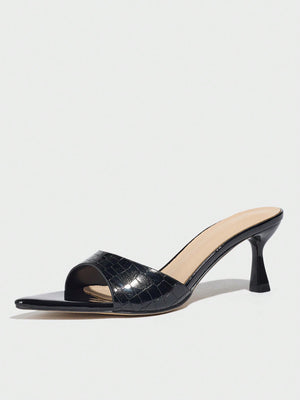 Embossed High-heeled Sandals