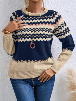 Stripes Color Matching Knitted Sweater
