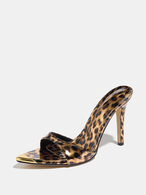 Leopard Print Pointed-toe Stiletto Sandals