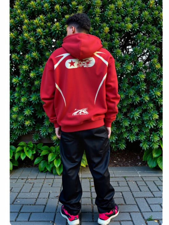 Jersey Style Printed Plush Hoodies