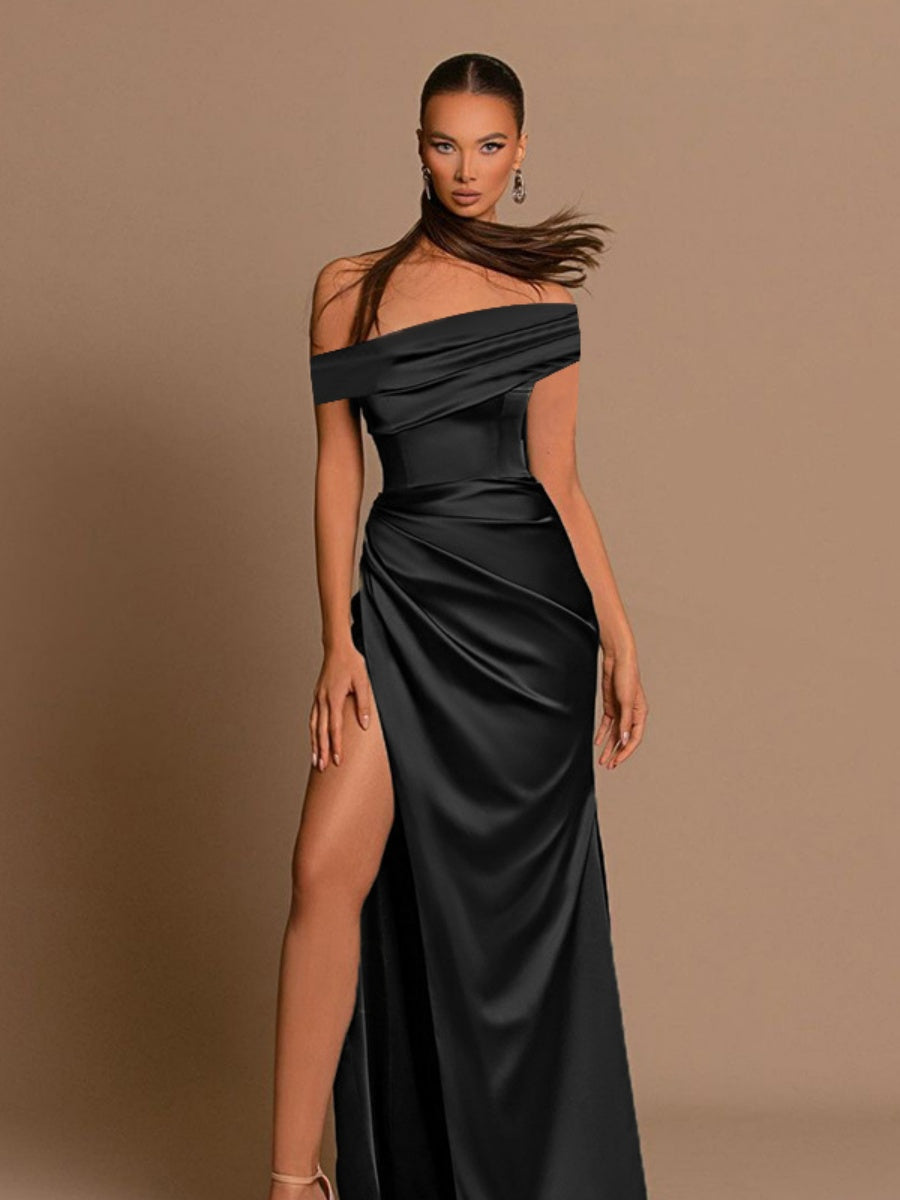 Liber Autumn Women's Slit Solid Color Midi Dresses