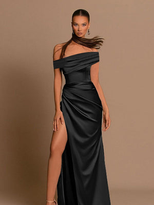 Liber Autumn Women's Slit Solid Color Midi Dresses