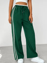 Drawstring High-waisted Wide-leg Pants Loose-fit Drape Sports Pants