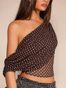 Polka Dots Sloping Shoulders Chiffon Sheer Irregular Tank Tops&Camis