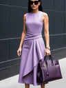 Waist-cinching Sleeveless Asymmetrical Midi Dress