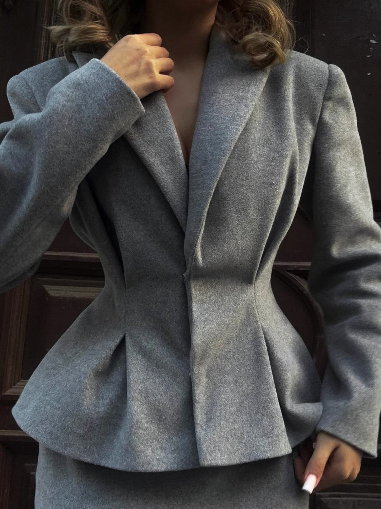 Waist-cinching Elegant Suit Jacket Skirts 2-piece Sets