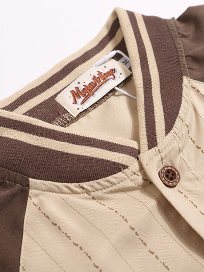 Retro Patchwork Color-blocked Vertical Stripe Shirts