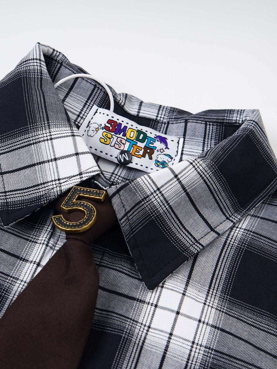 Liber Autumn Neutral wear Embroidery Plaid Shirts