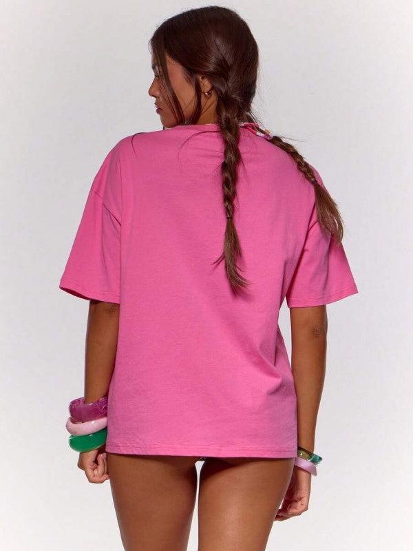 Casual And Versatile Cartoon Letter Print T-shirt
