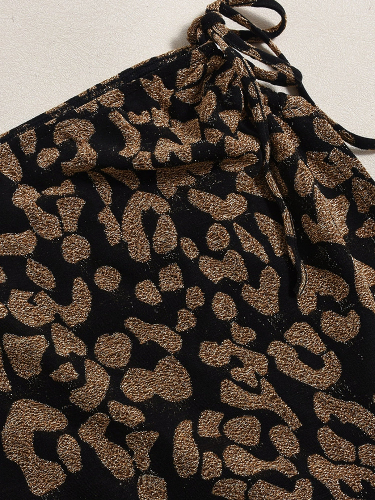 Leopard Print Color Matching Slit Lace Up Stretch Skirts