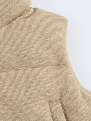 Stand Collar Style Cotton Vest Simple Style Cardigan Warm Short Vest