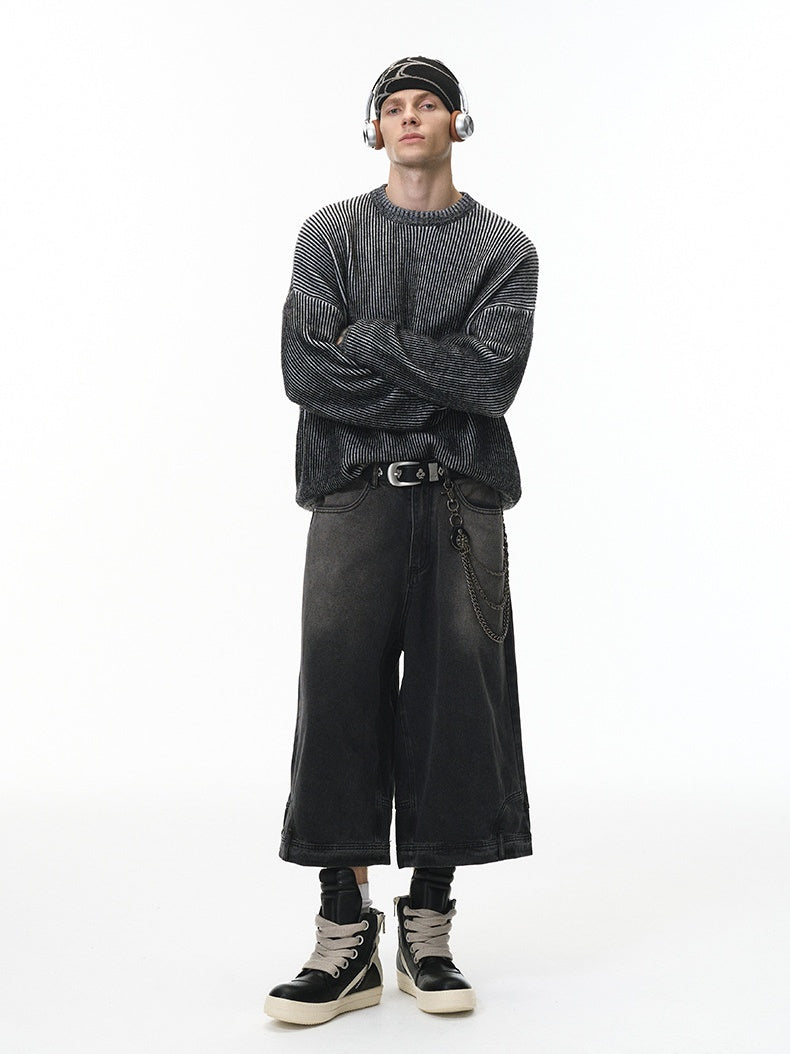 Cleanfit Two-color Loose All-match Crew Neck Sweater