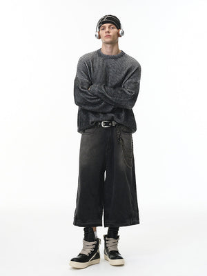 Cleanfit Two-color Loose All-match Crew Neck Sweater