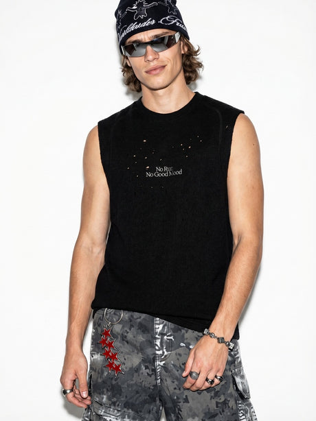 Hole Running Reflective Printed Tank Tops