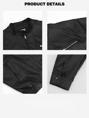 Stand Collar Locomotive Loose PU Jackets