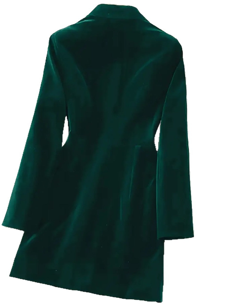 Velvet Thickened Long Sleeve Double-breasted Grace Profession Suit Dress