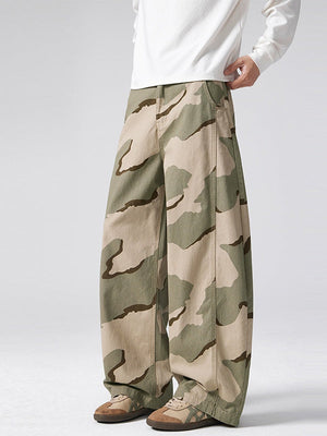 Retro Silhouette Deconstruction Camouflage Baggy Wide-leg Machete Trousers