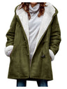 Leisure Buttons Keep Warm Mid-length Hooded Cotton Clothes
