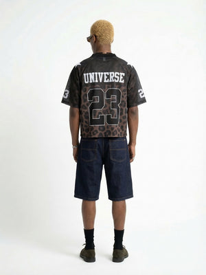Retro Leopard Print Printed Net Hole Jersey Breathable T-shirts