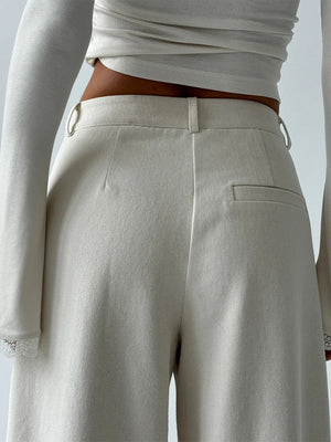 High-waisted, Pleated, Slimming Wide-leg Trousers For Work