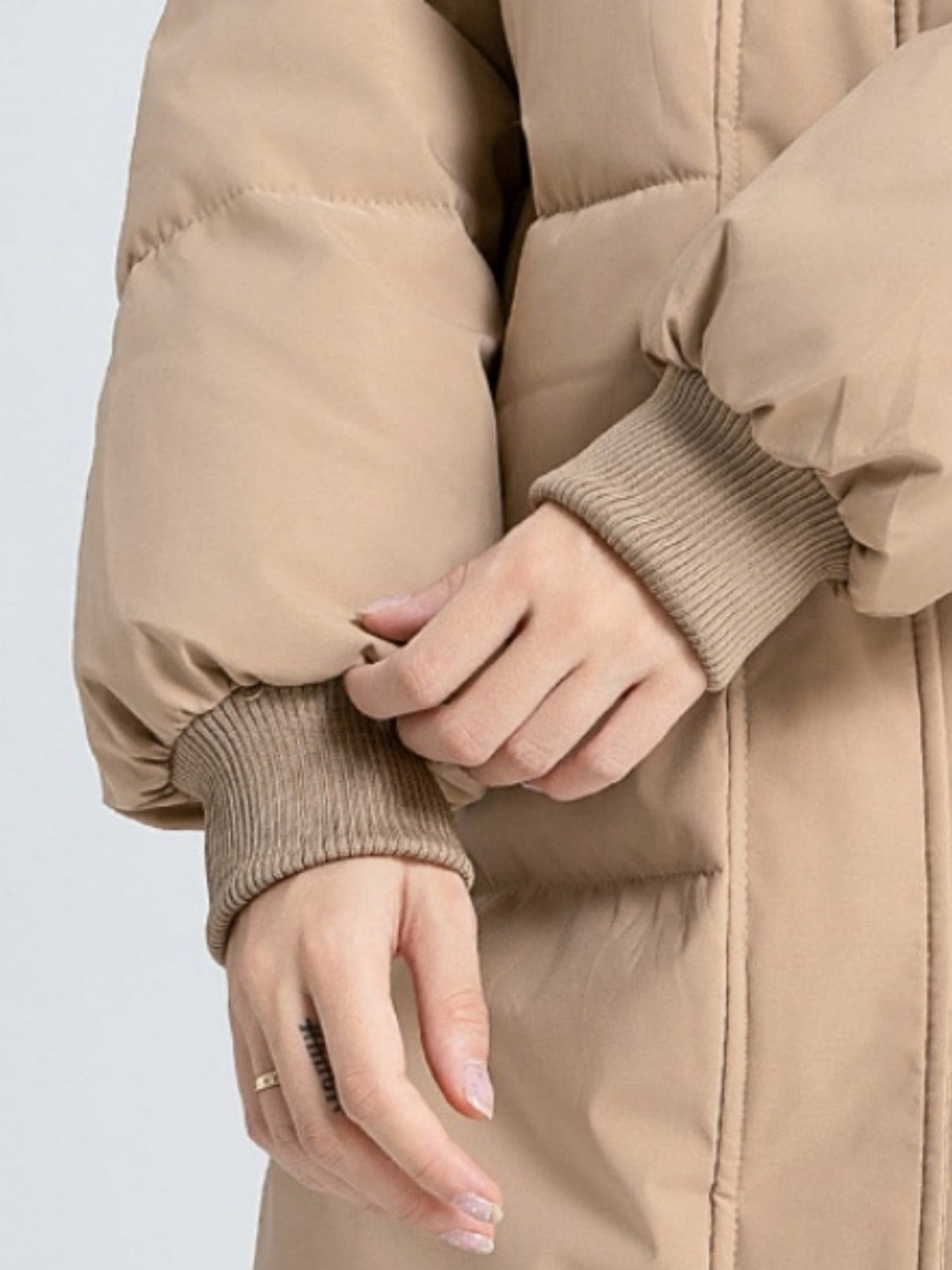 Hooded Zippered Extended Knee-length Down Jacket Thickened Coat