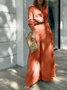 Solid Color Loose-fitting Wide-leg Pants Two-piece Set