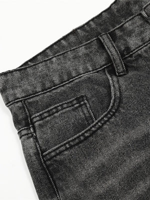 Punk Distressed Washed Patchwork Denim Pants